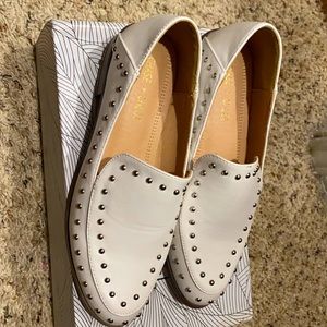 Studded white Loafers